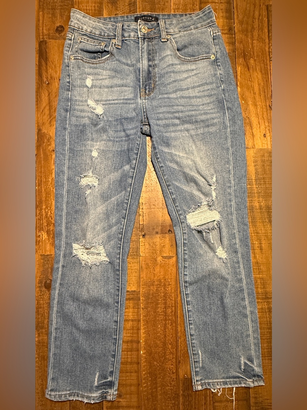 Just USA Authentic Originals Women’s Distressed Straight-Leg Jeans – Size 0